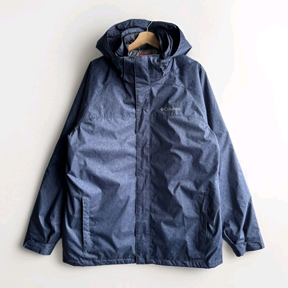 Columbia Mens Large Blue Morningside Park Interchange 3-in-1 Jacket Thermal Coil